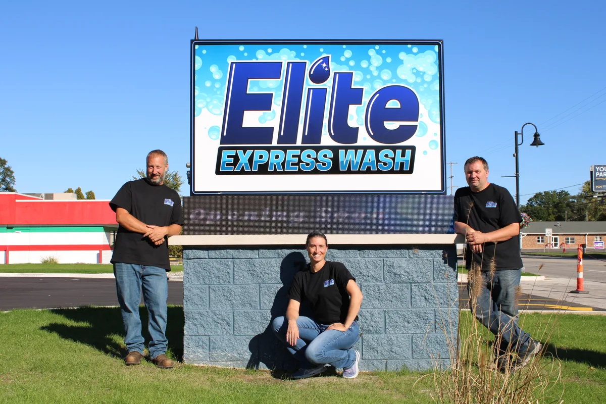 Elite Express Wash owners Aaron Coty, Adam Coty and Theresa Miller